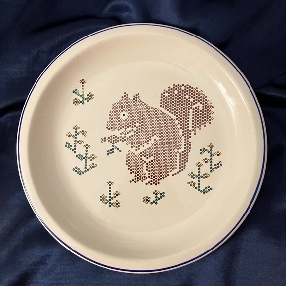Vintage Pfaltzgraff Squirrel Needlepoint Cross Stitch 8.5" Plate RARE! Item A - Picture 1 of 6